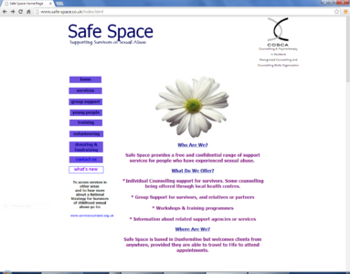 Safe Space old homepage